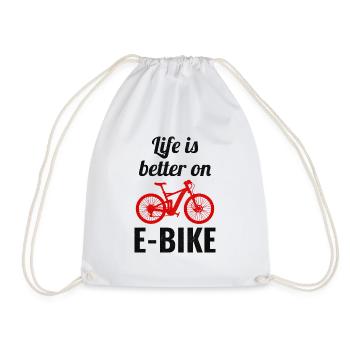 E-Bike Electric-Bike E-Cyclist Bicycling Rider - Drawstring Bag - white - Front