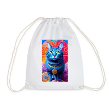 Lovely domestic short haired cat - Drawstring Bag - white - Front
