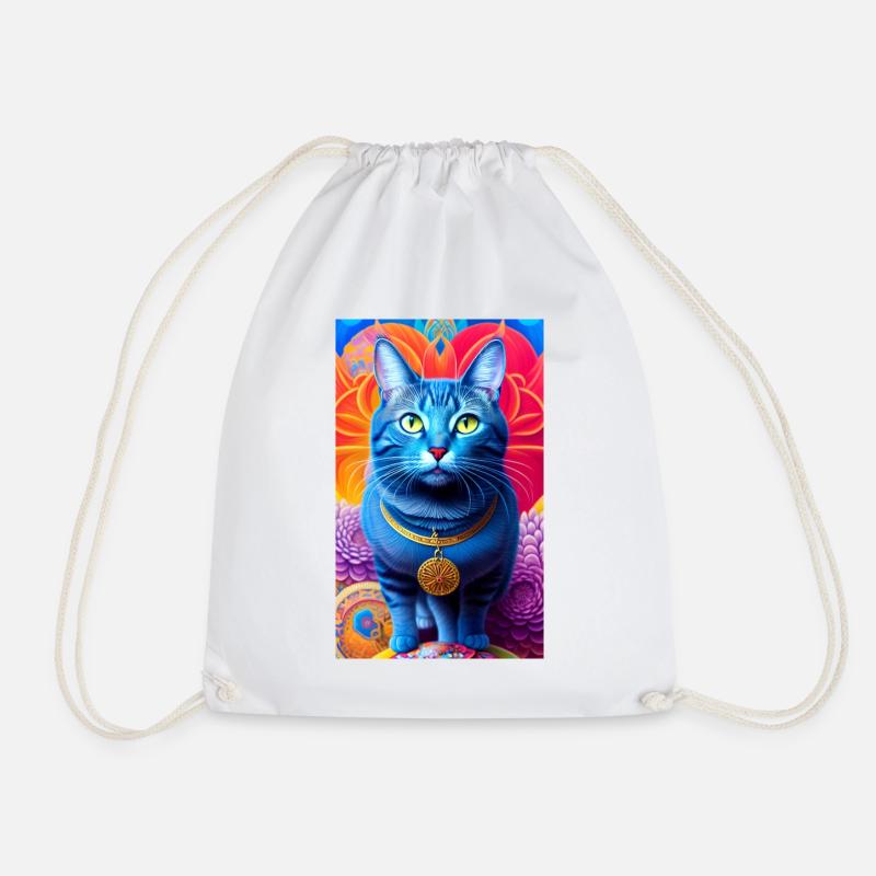 Lovely domestic short haired cat - Drawstring Bag - white