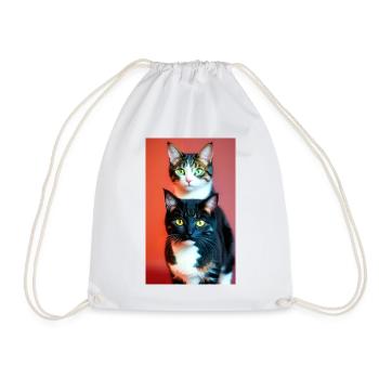 Domestic short haired cats - Drawstring Bag - white - Front