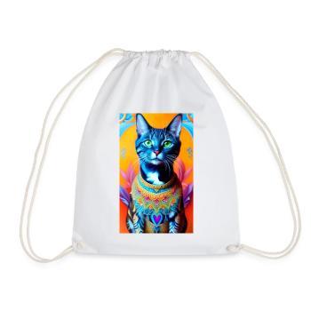 Gorgeus domestic short haired cat - Drawstring Bag - white - Front