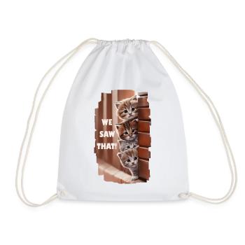 We saw that! - Curious cats see everything! - Drawstring Bag - white - Front