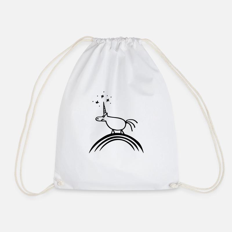 Lustiges Strichmännchen Einhorn Unicorn Regenbogen - Turnbeutel - Weiß