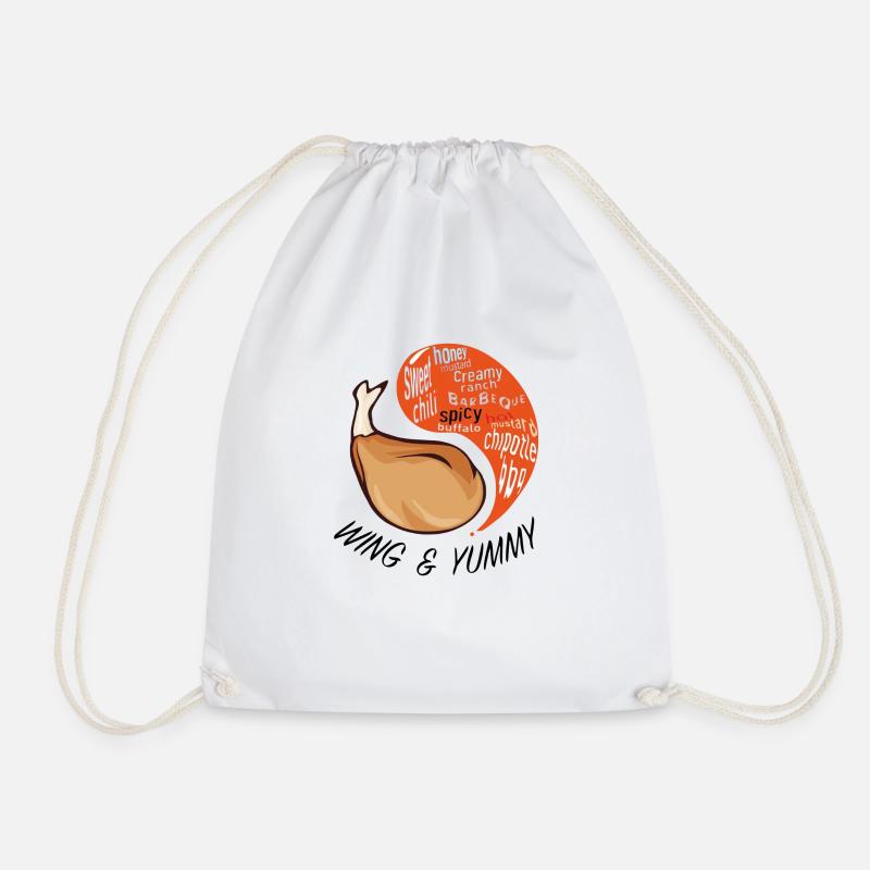 WING & YUMMY - Drawstring Bag - white