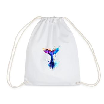 whale fin, fin, whale, whale, graffiti - Drawstring Bag - white - Front