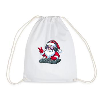 Santa Claus on motorcycle with sunglasses - Drawstring Bag - white - Front