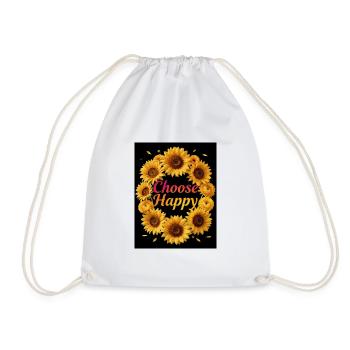 Choose Happy Sunflower Wreath - Drawstring Bag - white - Front