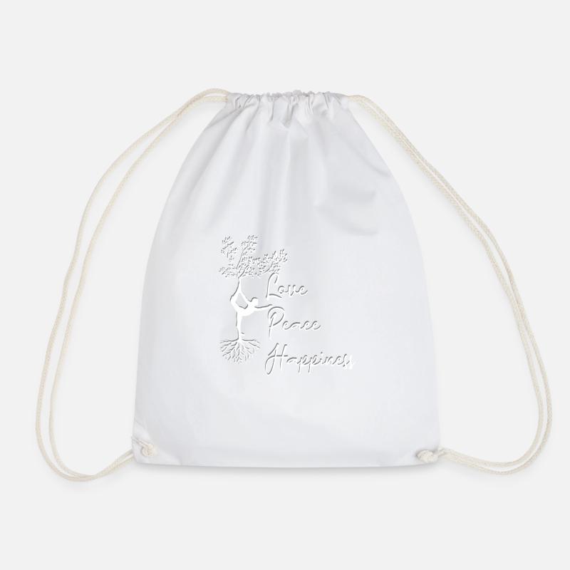 Love Peace Happiness - Drawstring Bag - white