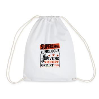 Dirtbike Rider Runs In Our Veins MX Motocross - Drawstring Bag - white - Front