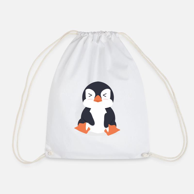 Penguin - Drawstring Bag - white