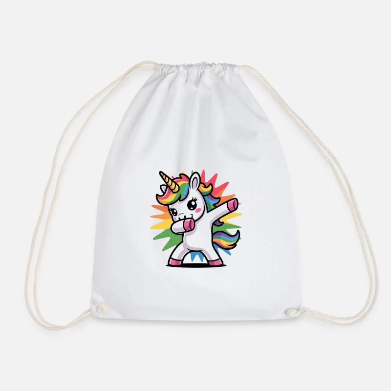 Colorful unicorn with rainbow mane - Drawstring Bag - white