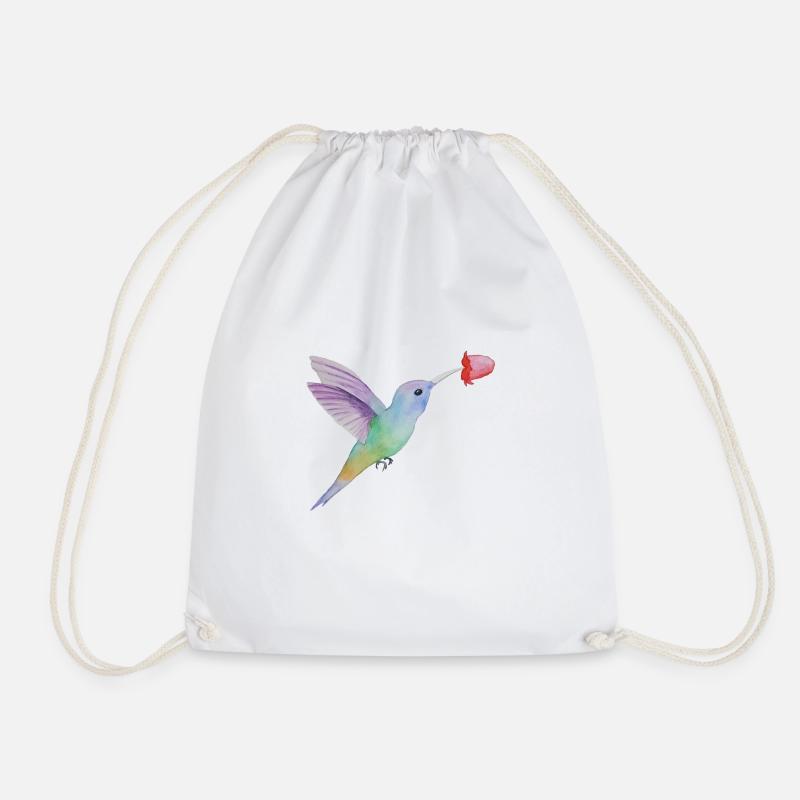 humming-bird - Drawstring Bag - white
