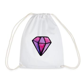 Lila Aquarell-Diamant-Edelstein - Turnbeutel - Weiß - Vorne