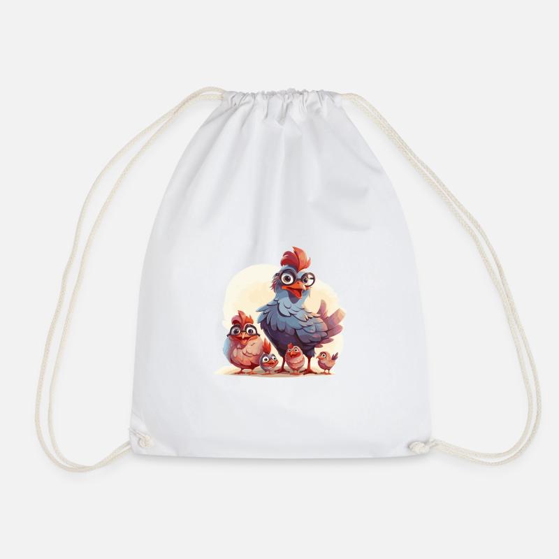 Chicken Mom - white - Drawstring Bag - white