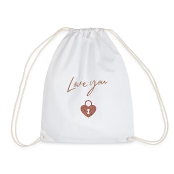 Liebe Love you; Liebesschloss, Paar, Hochzeit - Turnbeutel - Weiß - Vorne