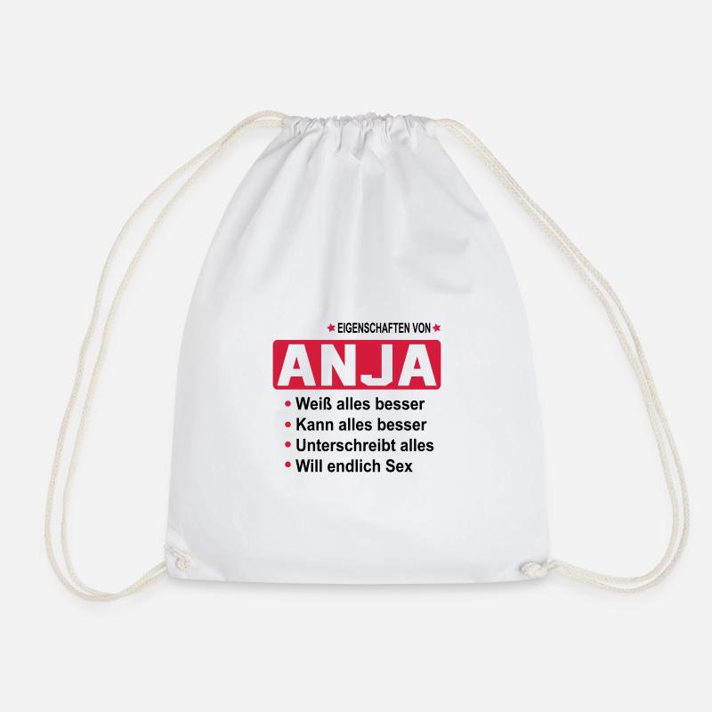 anja Geschenk Geschenkidee Name - Turnbeutel - Weiß