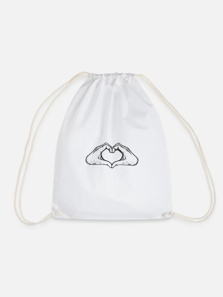 Hand and Heart Vector - Drawstring Bag - white
