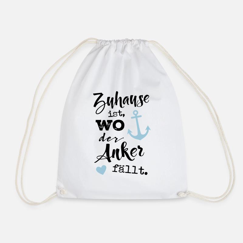 Zuhause ist, wo der Anker fällt. - Turnbeutel - Weiß
