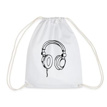 headphone - Drawstring Bag - white - Front