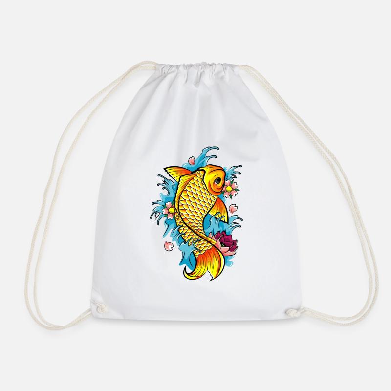 koi vector - Drawstring Bag - white