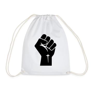 Raised Fist Logo (Vector) - Drawstring Bag - white - Front