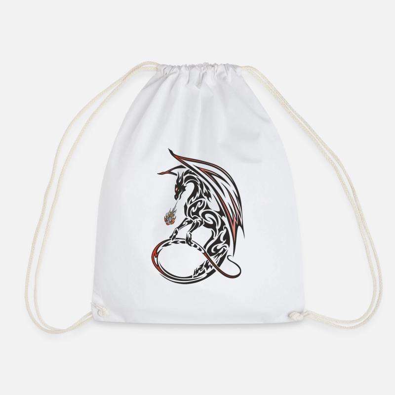 Tribal dragon - Drawstring Bag - white