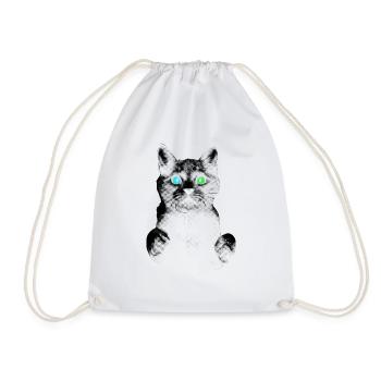 Cat - Drawstring Bag - white - Front