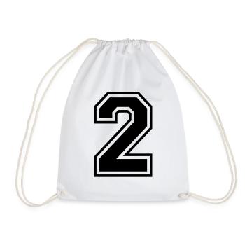 Number 2 Football | Team baseball| university basketball - Drawstring Bag - white - Front