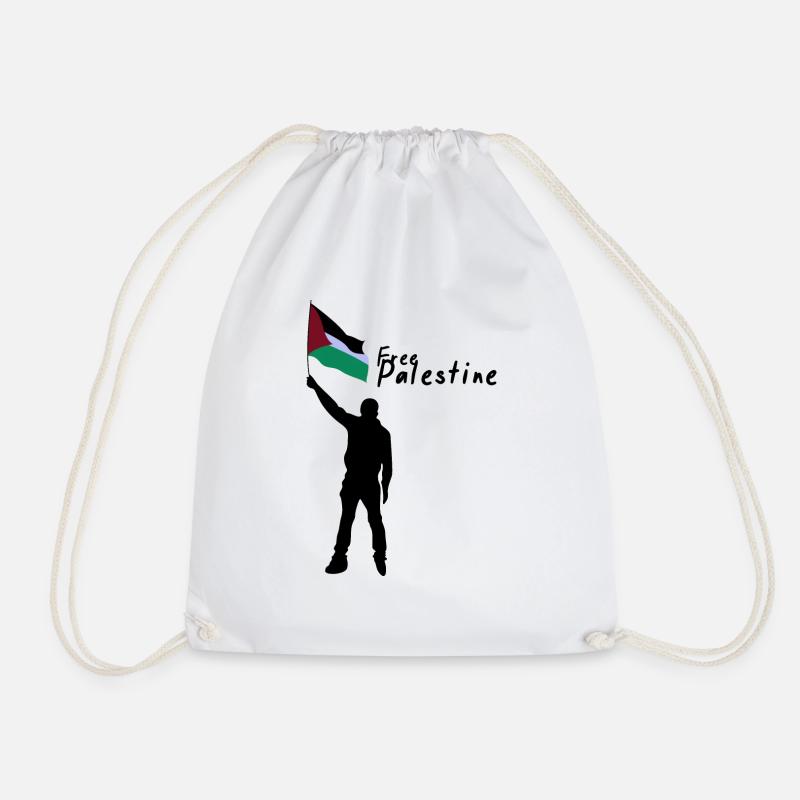 Free Palestine - Drawstring Bag - white