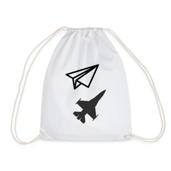 Paper airplane - Keeping your child's soul - Drawstring Bag - white - Front
