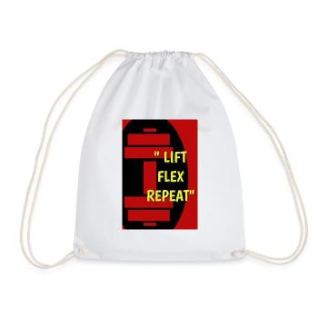 Lift, Flex,Repeat - Drawstring Bag - white - Front