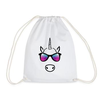 Licorne avec lunettes de soleil Idée cadeau - Sac de sport léger - blanc - Devant
