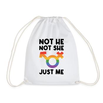 Not He Not She Just Me Lesbian Proud Rainbow Queer - Turnbeutel - Weiß - Vorne