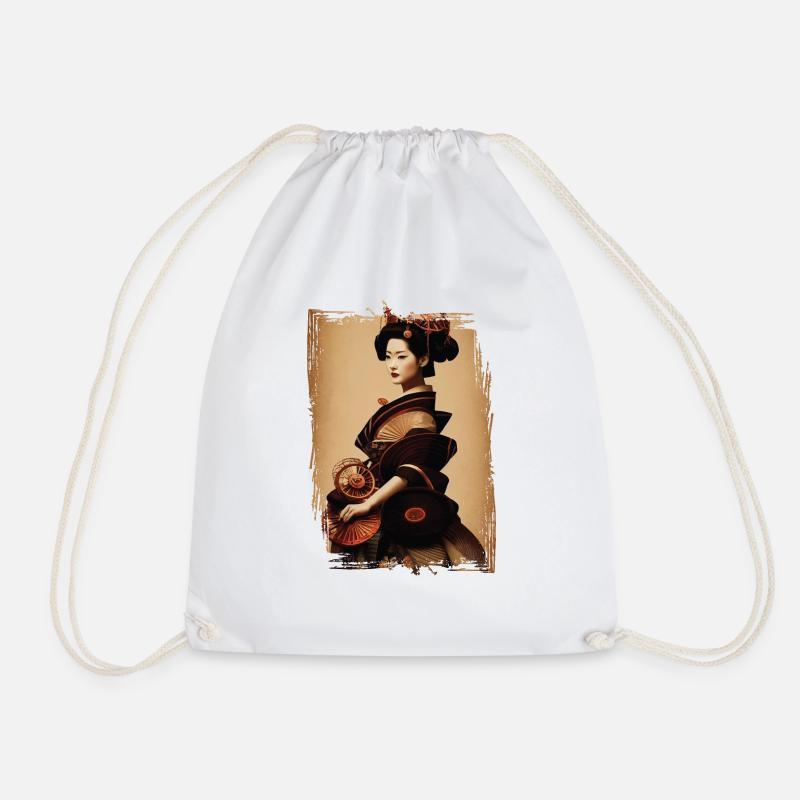 Geisha Steampunk - Drawstring Bag - white
