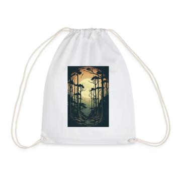 Moonlight Nature Lover Gift Retro Forest Nature - Drawstring Bag - white - Front