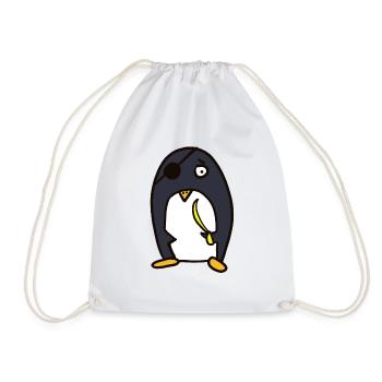 Pirat - lustiger Pinguin - Turnbeutel - Weiß - Vorne