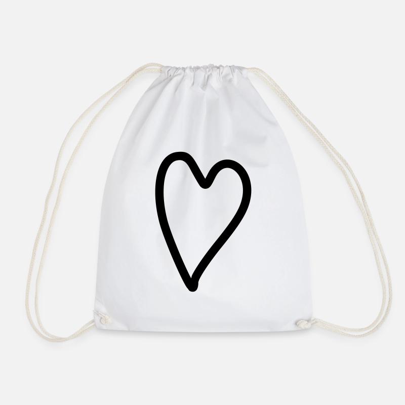 Heart Simple - Drawstring Bag - white