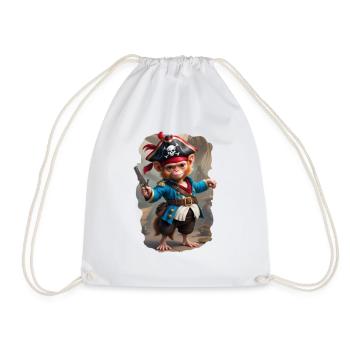 Pirate - Singe avec pistolet - Sac de sport léger - blanc - Devant