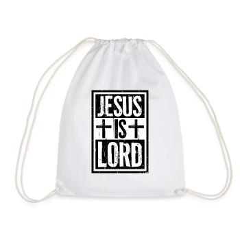 Jesus Is Lord Believe Cross Christ Faith Christian - Drawstring Bag - white - Front