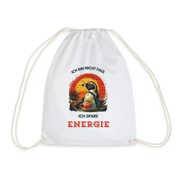 Penguin Lazy Fun Funny Saying Chilling - Drawstring Bag - white - Front