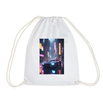Cyberpunk Futuristic Car - Drawstring Bag - white - Front