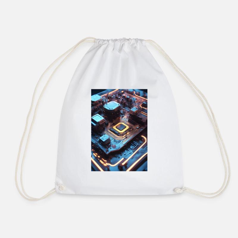 Circuit Board - Drawstring Bag - white