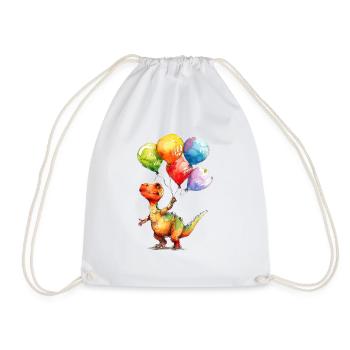 Dinosaur with colorful balloons - Drawstring Bag - white - Front