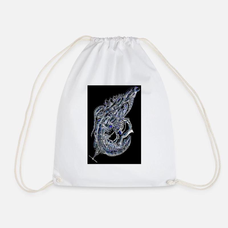 Alien prawn ink art - Drawstring Bag - white
