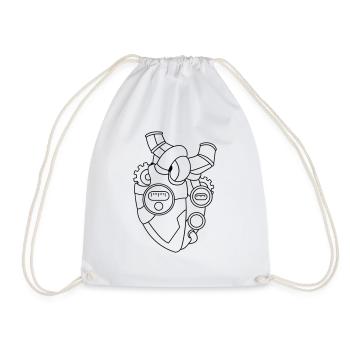 Heart for Technology – Technology Gift Idea - Drawstring Bag - white - Front