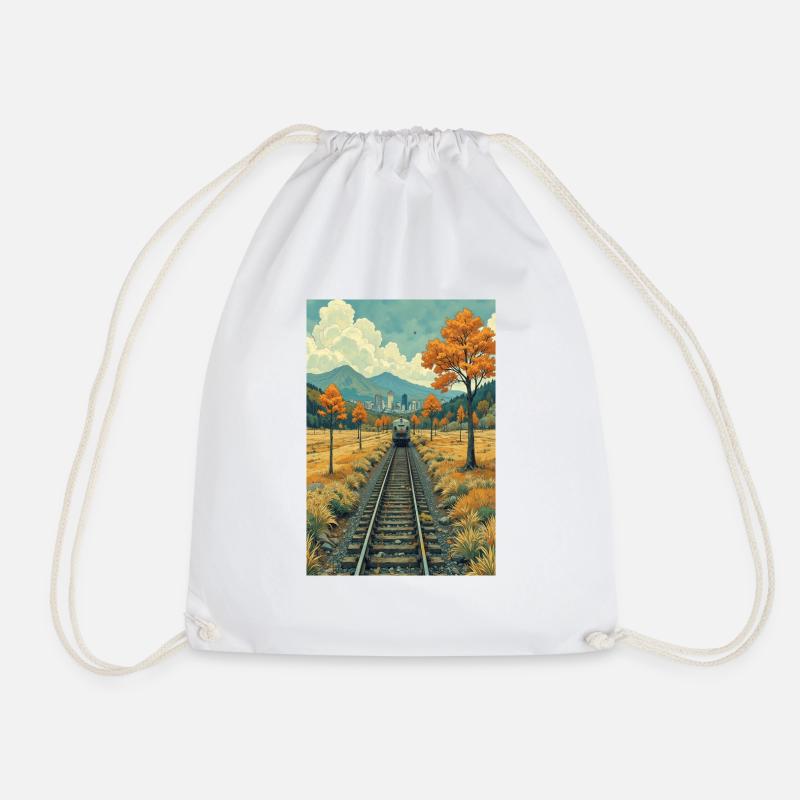 Landschaft mit Zug - Turnbeutel - Weiß
