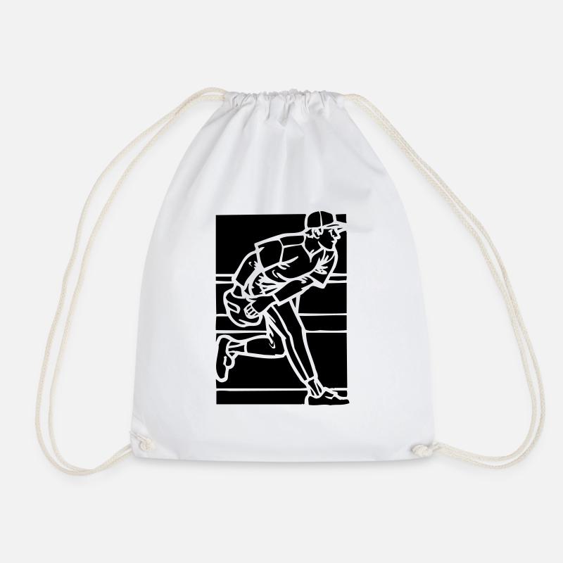 Baseball Hardball Softball Strike Hiter Pitch - Drawstring Bag - white