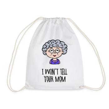 Old Woman Grandma Glasses Statement Grandmother Grandson - Drawstring Bag - white - Front