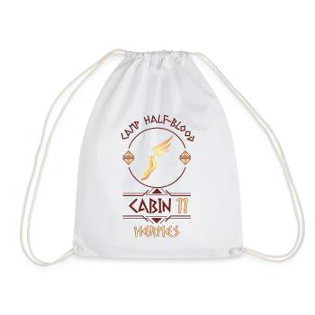 Cabin #11 in Camp Half Blood, Child of Hermes - Drawstring Bag - white - Front