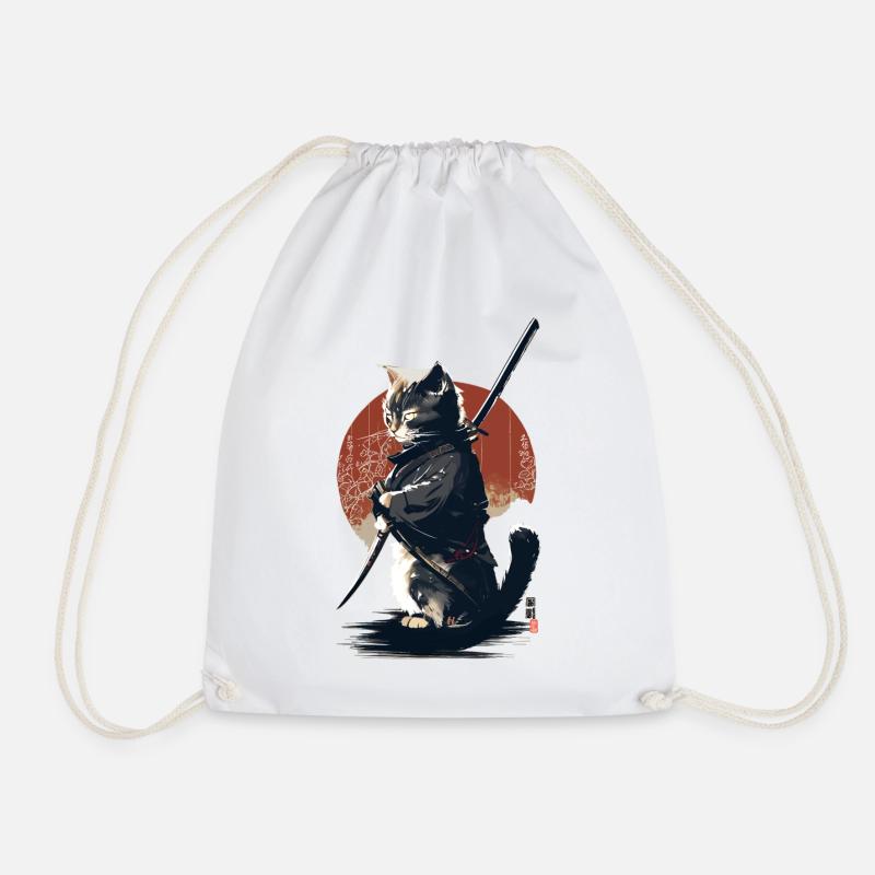 Kawaii Neko Samurai : Katzen-Samurai - Turnbeutel - Weiß